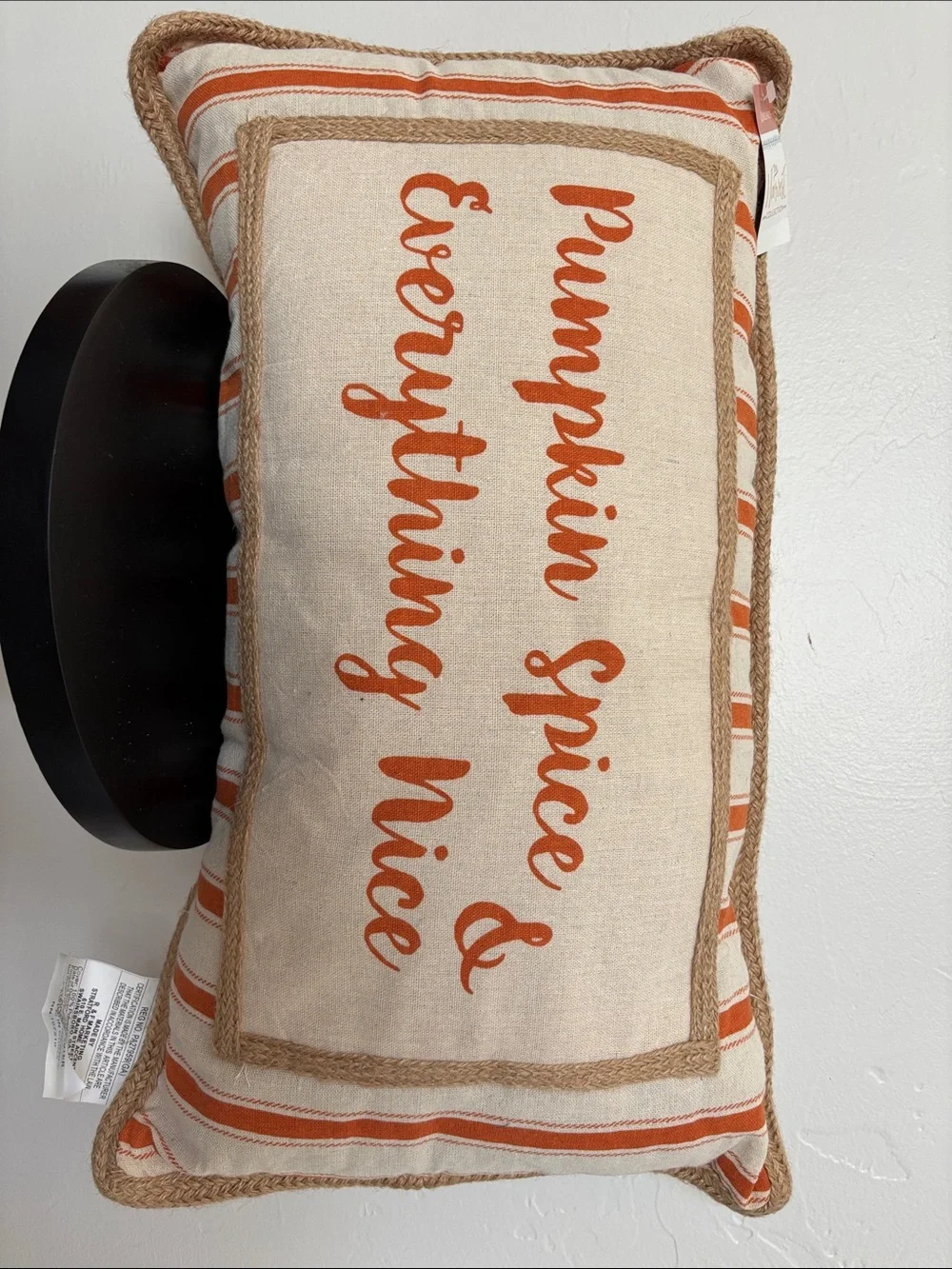 Pumpkin Spice & Everything Nice Decorative Pillow - Orange & Cream